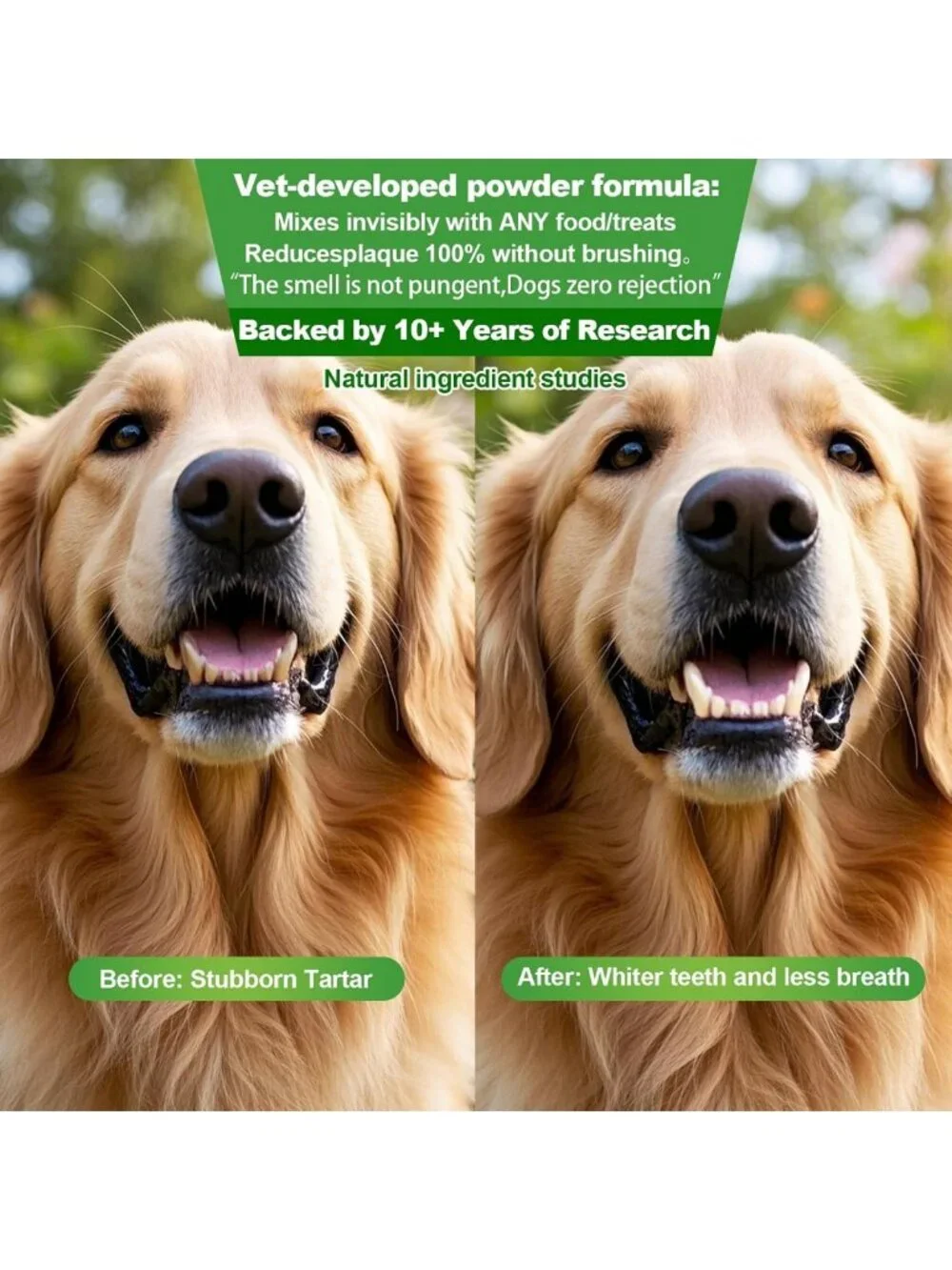 Natural Dog & Cat Dental Powder | Plaque Remover for Fresh Breath & Oral Care